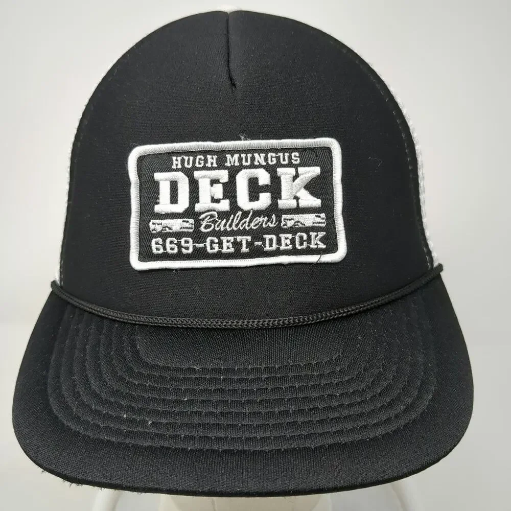 Spirit Trucker Hat Black White One Size Hugh Mungus Deck Builders Mesh Snapback